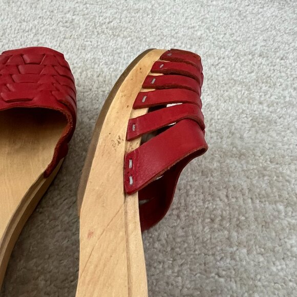 Swedish Hasbeens Red Strappy Clogs Sandals Shoes 40 - Picture 7 of 11